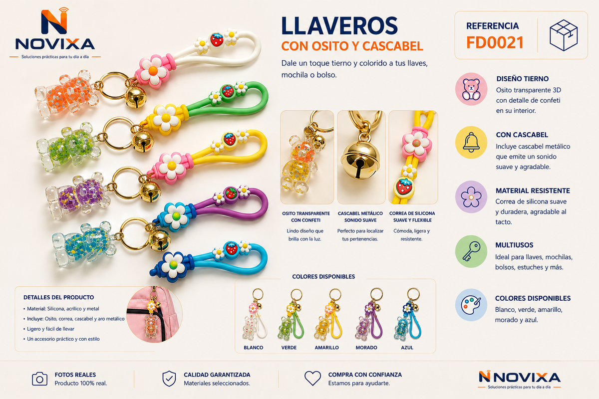Llavero con osito y cascabel - FD0021