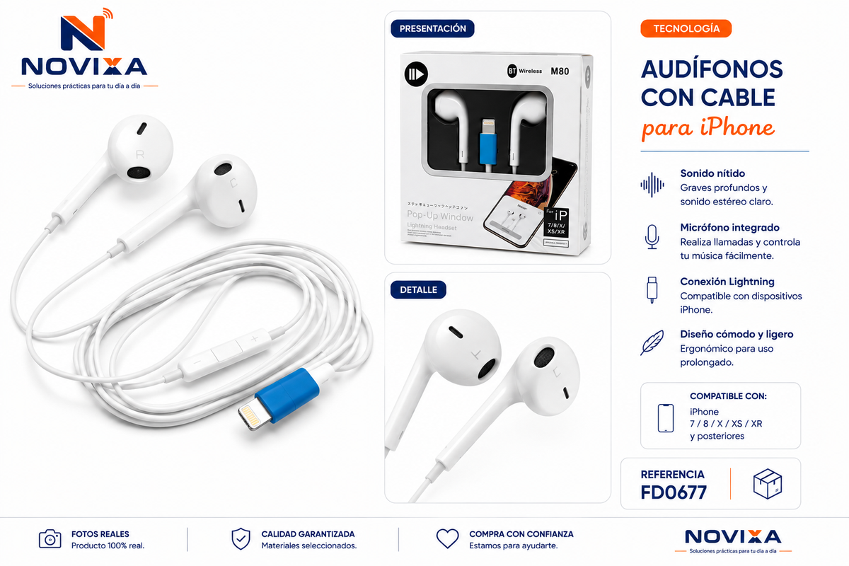 Audífonos con cable para iPhone - FD0677