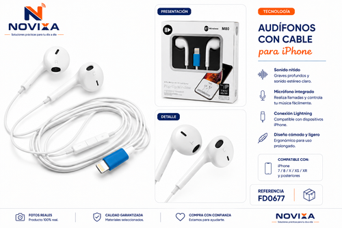 Audífonos con cable para iPhone - FD0677