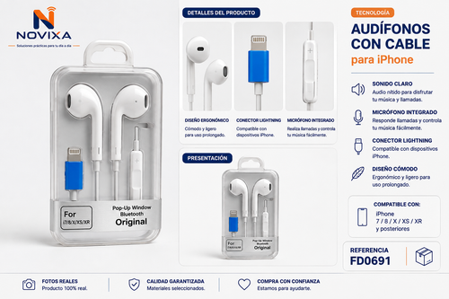 Audífonos con cable para iPhone - FD0691
